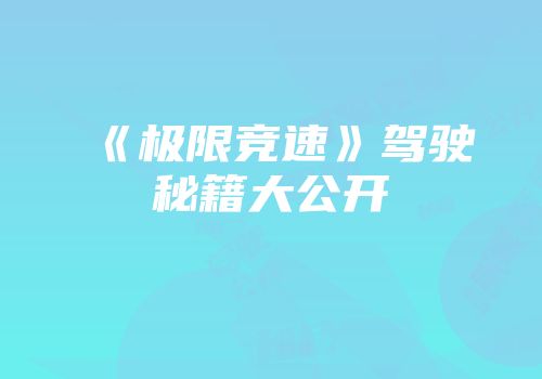 《极限竞速》驾驶秘籍大公开