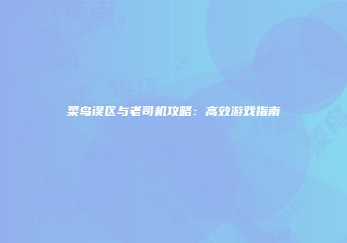 菜鸟误区与老司机攻略：高效游戏指南