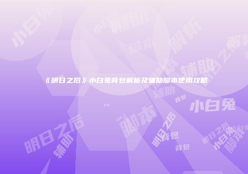 《明日之后》小白兔背包解析及辅助脚本使用攻略