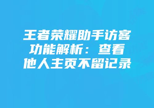 王者荣耀助手访客功能解析：查看他人主页不留记录