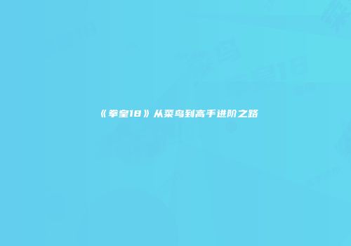《拳皇18》从菜鸟到高手进阶之路