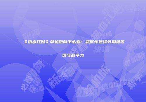 《热血江湖》单机版新手必看：如何快速提升角色等级与战斗力