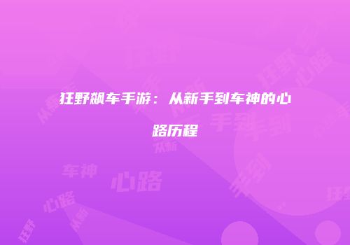 狂野飙车手游：从新手到车神的心路历程