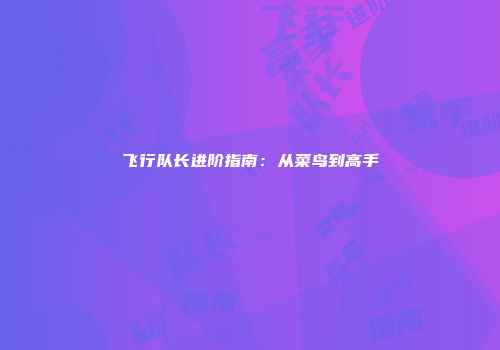 飞行队长进阶指南：从菜鸟到高手