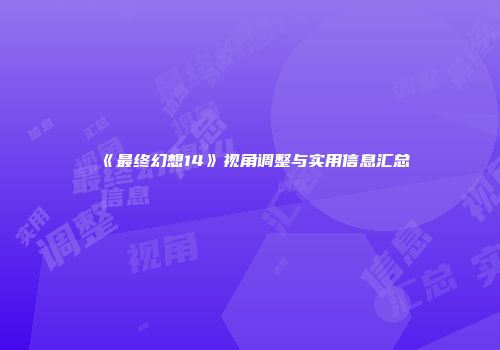 《最终幻想14》视角调整与实用信息汇总