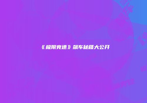 《极限竞速》飙车秘籍大公开