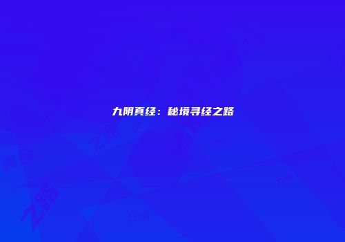 九阴真经：秘境寻经之路