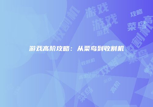 游戏高阶攻略：从菜鸟到收割机