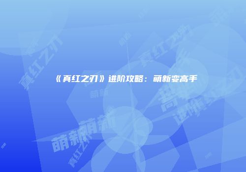 《真红之刃》进阶攻略:萌新变高手