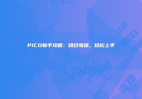 PICO新手攻略:绕过弯路,轻松上手