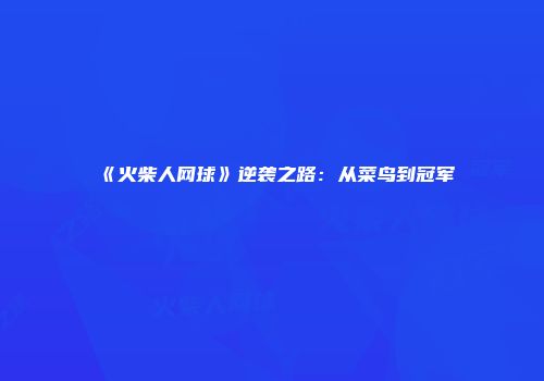 《火柴人网球》逆袭之路：从菜鸟到冠军