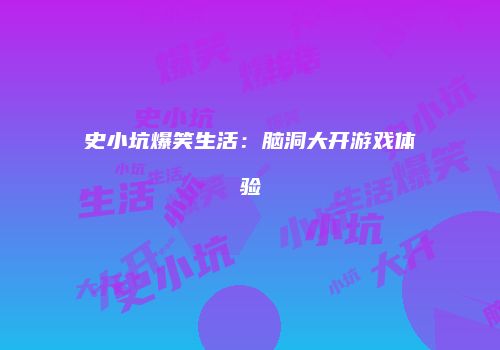 史小坑爆笑生活：脑洞大开游戏体验
