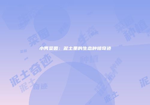 小秀菜园：泥土里的生态种植奇迹