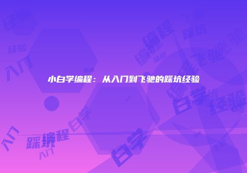 小白学编程：从入门到飞驰的踩坑经验