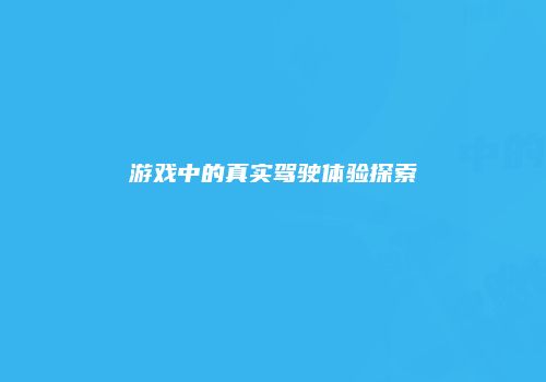 游戏中的真实驾驶体验探索