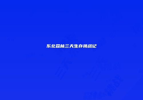 东北森林三天生存挑战记