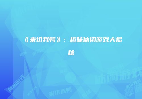 《来切我鸭》：趣味休闲游戏大揭秘