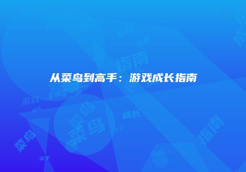 从菜鸟到高手：游戏成长指南