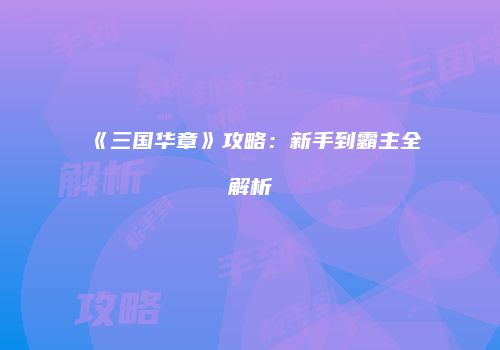 《三国华章》攻略：新手到霸主全解析