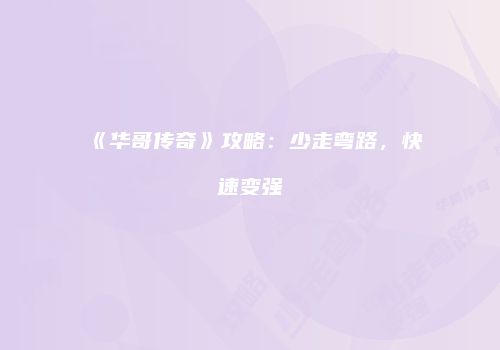 《华哥传奇》攻略：少走弯路，快速变强