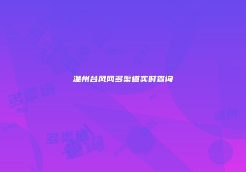 温州台风网多渠道实时查询