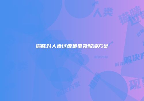 猫咪对人类过敏现象及解决方案