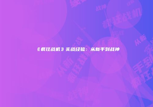 《疯狂战机》实战经验：从新手到战神