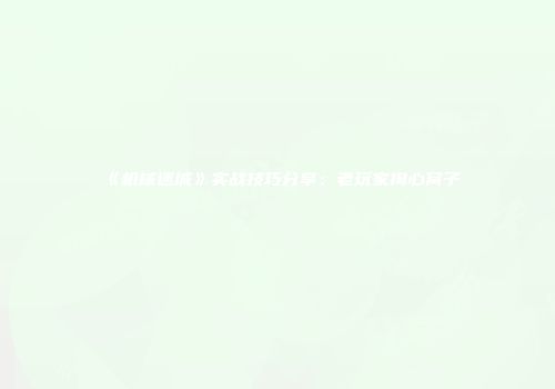 《机械迷城》实战技巧分享：老玩家掏心窝子