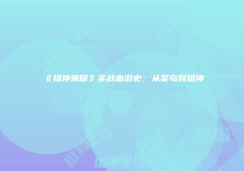 《狙神荣耀》实战血泪史：从菜鸟到狙神