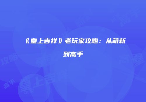 《皇上吉祥》老玩家攻略：从萌新到高手