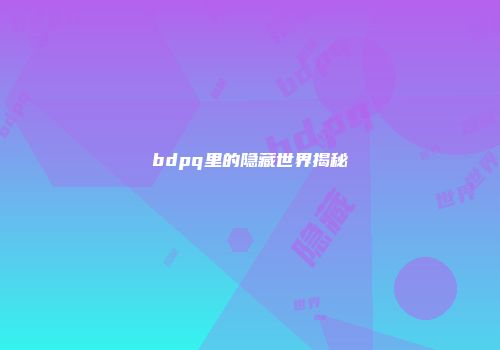 bdpq里的隐藏世界揭秘