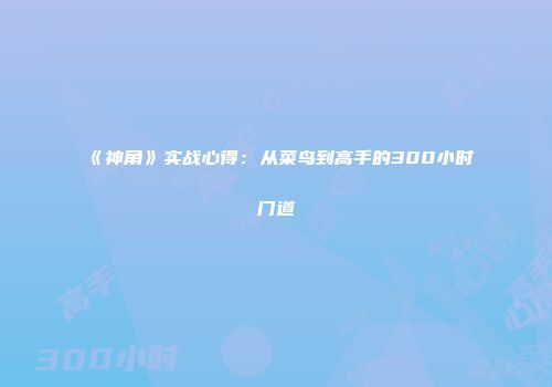 《神角》实战心得：从菜鸟到高手的300小时门道
