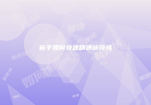 新手如何快速精通新领域