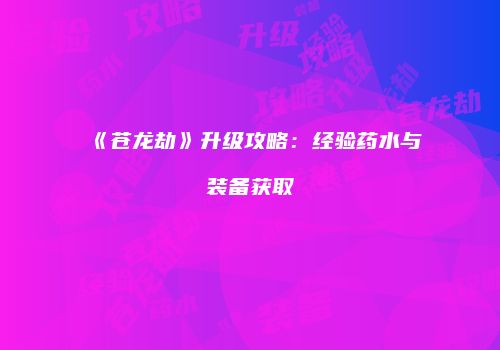《苍龙劫》升级攻略：经验药水与装备获取