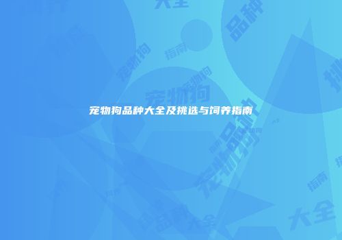 宠物狗品种大全及挑选与饲养指南