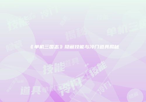 《单机三国志》隐藏技能与冷门道具揭秘