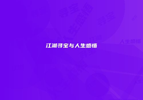 江湖寻宝与人生感悟