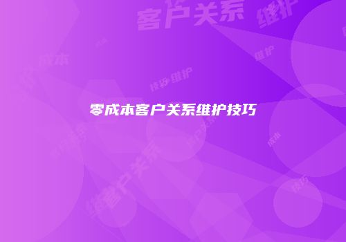 零成本客户关系维护技巧