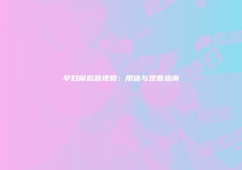 孕妇模拟器视频：用途与观看指南