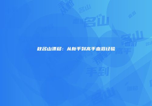 秋名山漂移：从新手到高手血泪经验