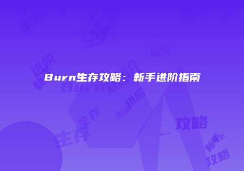 Burn生存攻略：新手进阶指南