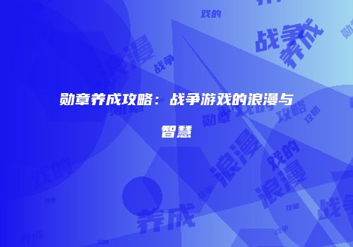 勋章养成攻略：战争游戏的浪漫与智慧