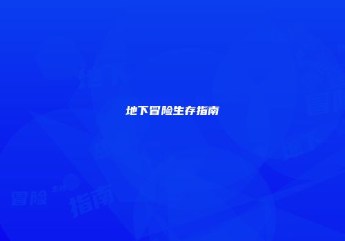 地下冒险生存指南