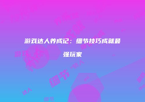 游戏达人养成记：细节技巧成就最强玩家