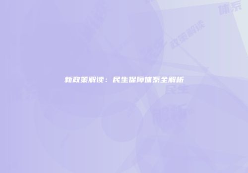 新政策解读：民生保障体系全解析