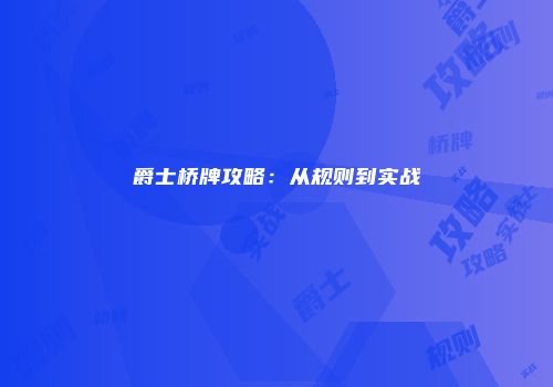 爵士桥牌攻略：从规则到实战